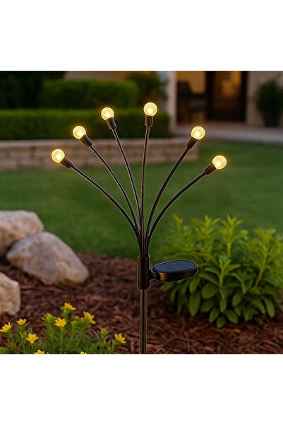 OEM Lampa Solara Neagra cu 6 Strings cu Sfere Mici & LED Alb 70cm