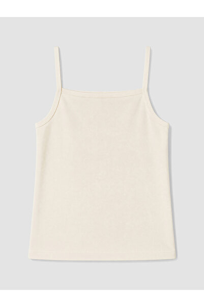 LC Waikiki Vizyon New Season Ecru Square Collar Girls' Undershirt