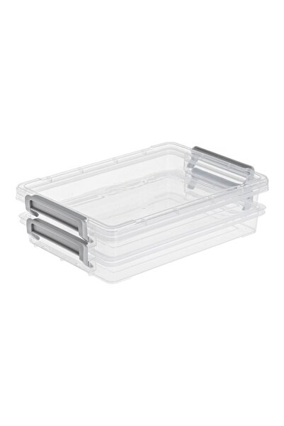 OEM Set of 2-Tier Transparent Plastic Organization Boxes 25.4x17.5x3cm - 2pcs