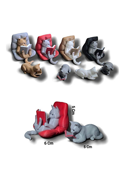Salıncak Kitap Okuyan 2li Kedi Figür/Dekor/Süs (1 Adet)