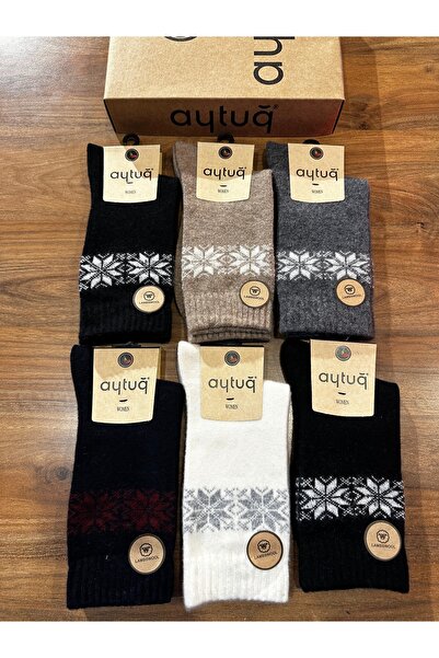 Aytuğ Women's Lambswool Seamless Comfortable Lambswool Winter Socks 6-Pack
