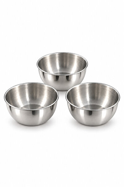 Artemia Home 3'lü Paslanmaz Çelik Sunum Kasesi 9 x 5 cm Gümüş Kahvaltılık Çer...