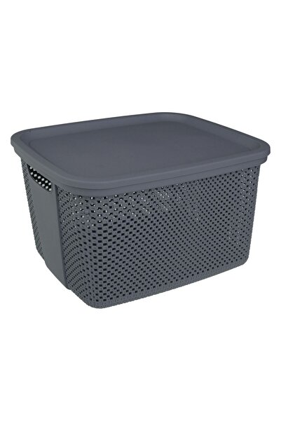 OEM Anthracite Plastic Storage Basket with Lid 18L