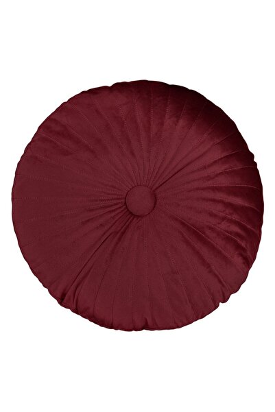 OEM Perna Decorativa Rotunda Bordo Velvet cu Nasture pentru Canapea Ø35cm