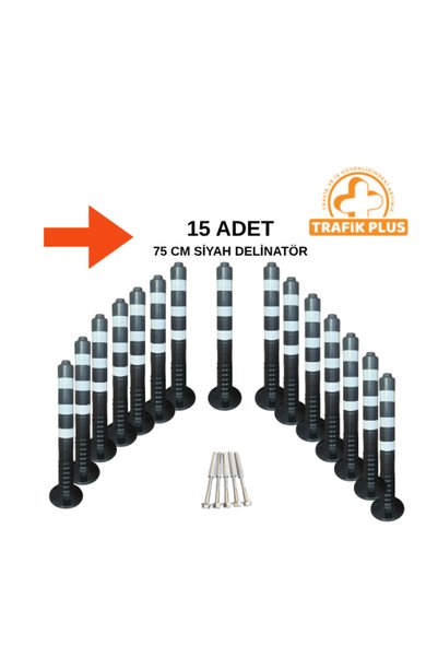 Trafik Plus 15'li Siyah Delinatör Set 75 x 8 cm , Esnek Duba