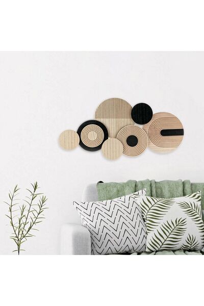 OEM Decoratiune de Perete Cercuri din Lemn 67.5x34x2.5cm