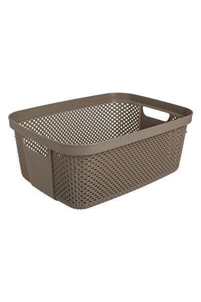 OEM Taupe Perforated Plastic Storage Basket 12L