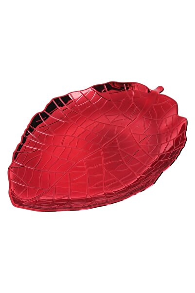 OEM Platou Decorativ Rosu in Forma de Frunza 39x28x4cm