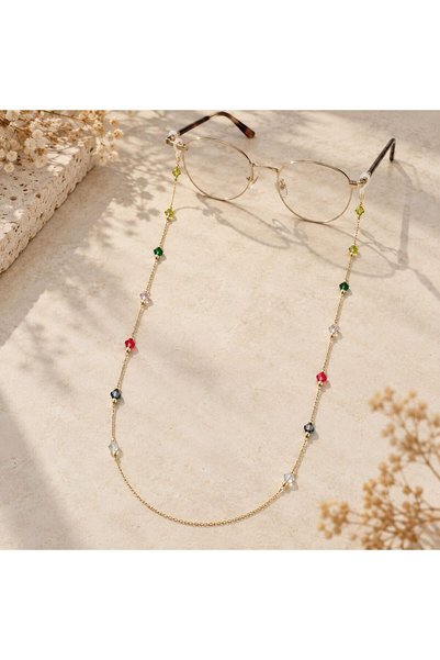 BIJUTERI Gzl-19002 Colorful Crystal Stone Gold Eyeglass Chain |   Eos Collective