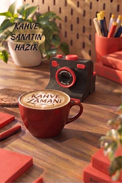 Kamera Tasarımlı Kahve SANAT Makinesi Siyah, kırmızı