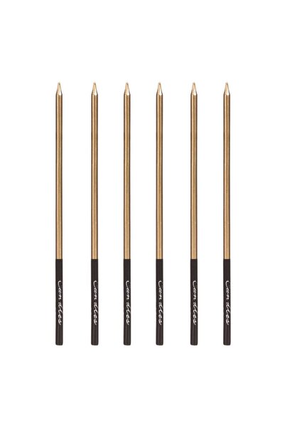OEM Lumanari Zi de Nastere Auriu Metalizat Negre 15cm - 6buc