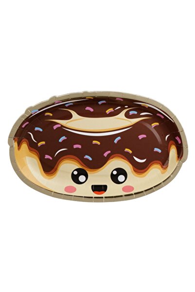 OEM Farfurii din Carton Donuts Colorate cu Folie Aurie 22cm - 6buc