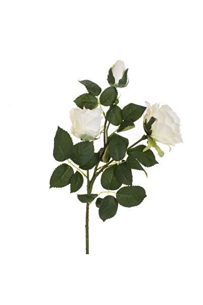 OEM Floare Artificiala cu Tulpina Lunga Trandafir Alb cu 3 Boboci 80cm