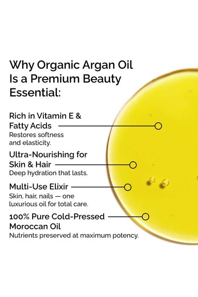 Marjan Organic Organic Argan Oil 20ml – 100% Pure Cold-Pressed Moroccan Oil