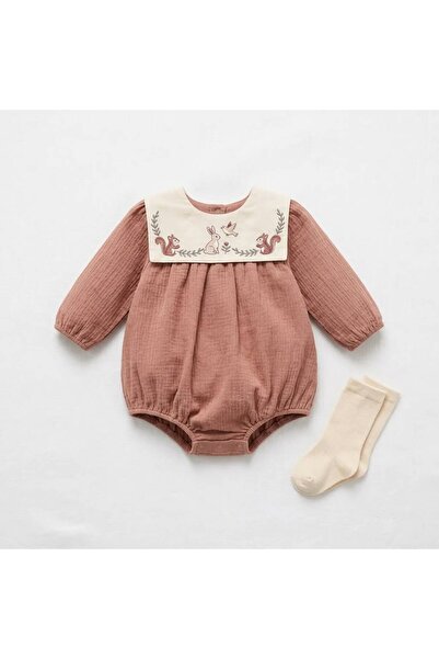 Luna Kids Store طقم رومبير مخملي وطقم جوارب بتفاصيل السنجاب للفتيات الصغيرات ...