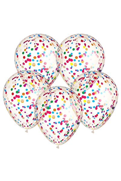 OEM Baloane de Petrecere Transparente cu Confeti Colorat 30cm - 5buc