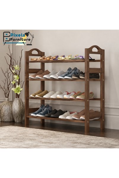 PixelsFurniture Pixel Furniture 4-Tier Shoe Organizer Made of Natural Bamboo