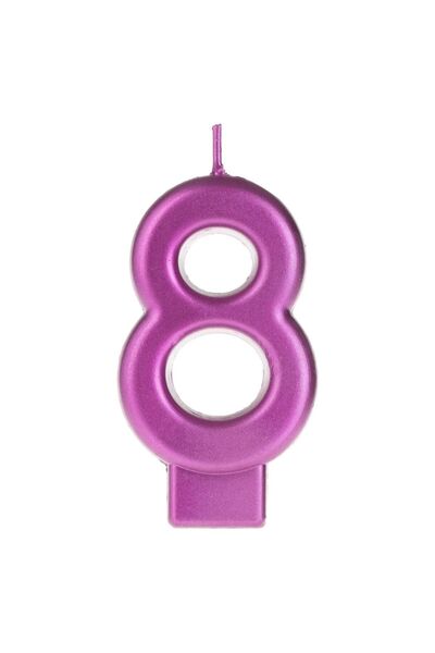 OEM Fuchsia Metallic Birthday Candle No.8