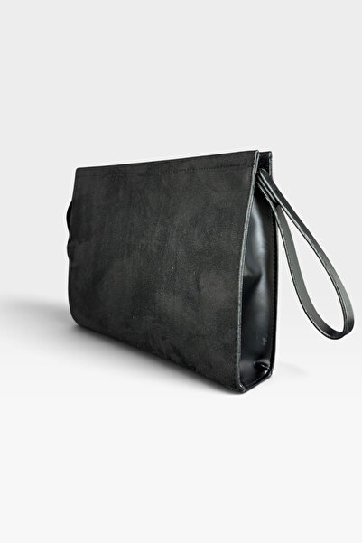 Kadın Süet Portföy Çanta Fermuarlı Bilek Askılı Kadın El Çantası Clutch