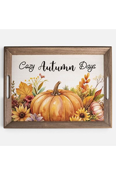 OEM Tava Decorativa din Lemn cu Dovleci 45x34cm