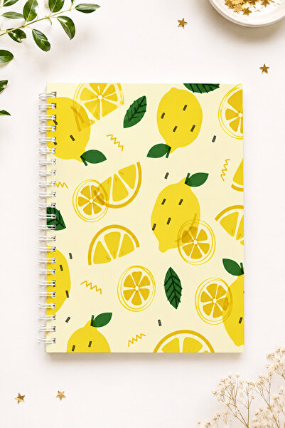 Paytak Moda Lemon Patterned A5 Spiral Colorful Notebook 45 Sheets 90 Pages 30...