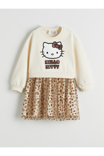 LC Waikiki Özmarka New Season Ecru Printed Girls' Dress