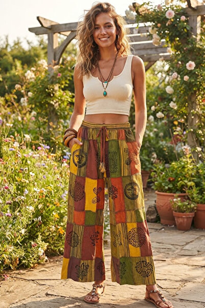 AYASOFYA OTANTIK Unisex Νεπαλέζικο έθνικ αυθεντικό παντελόνι μποέμ με ελαστικ...
