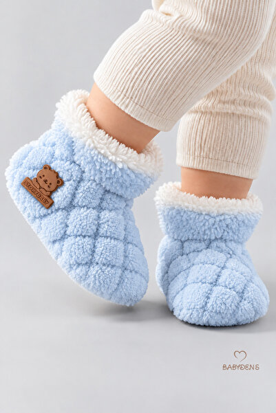 BABYDEN'S Baklava Desen Jakarlı Welsoft Bebek Panduf Patik Unisex Kaydırmaz T...