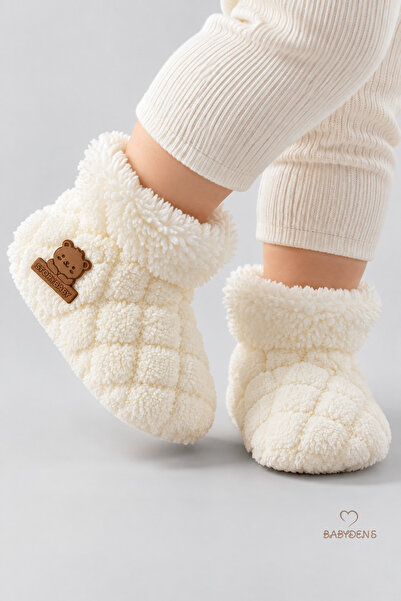 BABYDEN'S Baklava Desen Jakarlı Welsoft Bebek Panduf Patik Unisex Kaydırmaz T...