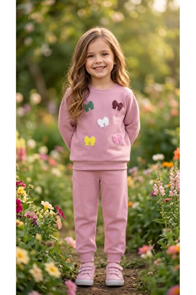 tuma collectıon Girl's Winter Tracksuit Set Sweatshirt Bottoms Cotton Three-T...