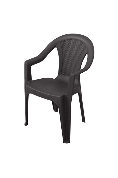 OEM Καφέ Πλαστική Καρέκλα Κήπου με Μπράτσα 55x40x82εκ.