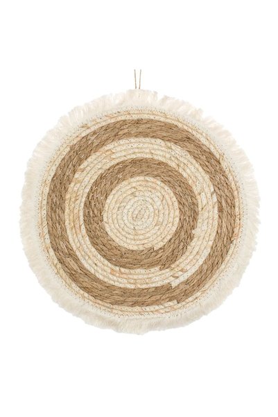 OEM Decoratiune de Perete Ecru Bej Rotund cu Franjuri 40cm
