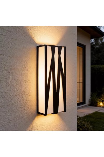 Generic Brand أبليك جداري خارجي مستطيل أسود LED 24 واط إضاءة صفراء HU9725X8/2...