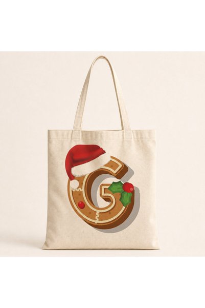 Mor Mürekkep Cookie Letter g Printed Cloth Bag Shoulder Bag