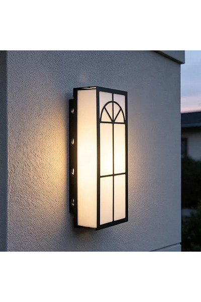 Generic Brand أبليك جداري خارجي مستطيل أسود LED 30 واط إضاءة صفراء HU9722/30W...