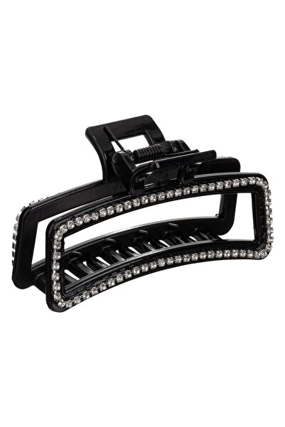 OEM Clama Par Neagra Lucioasa cu Strass Argintiu pentru Femei 9cm