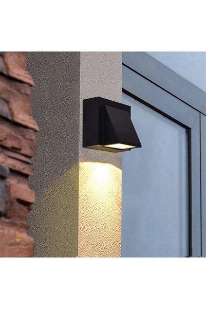Generic Brand أبليك جداري خارجي أسود LED 5 واط إضاءة صفراء 7443