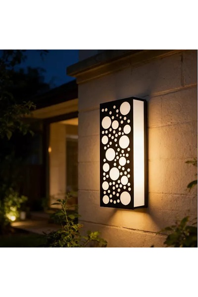 Generic Brand أبليك جداري خارجي مستطيل أسود LED 24 واط إضاءة صفراء HU9719X8/2...