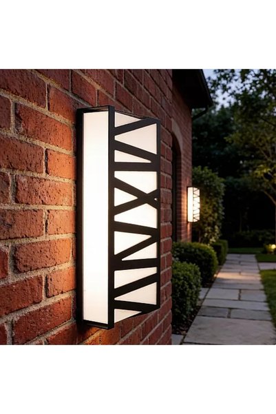 Generic Brand أبليك جداري خارجي مستطيل أسود LED 24 واط إضاءة صفراء HU9726X8/2...