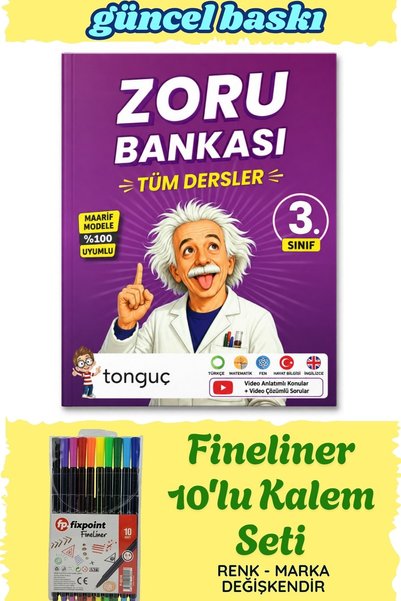 Tonguç Yayınları 3. Sınıf Tüm Dersler Zoru Bankası - Fineliner 10'lu Set