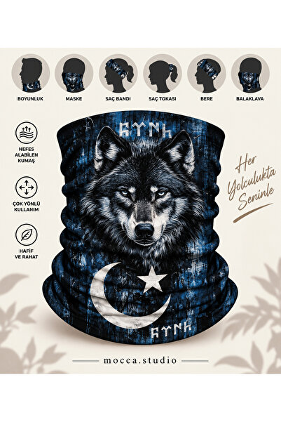 Mocca Studio Kurt Desenli Çok Amaçlı Bandana – Boyunluk, Maske, Saç Bandı, Bere & Balaklava baf motorcu buff