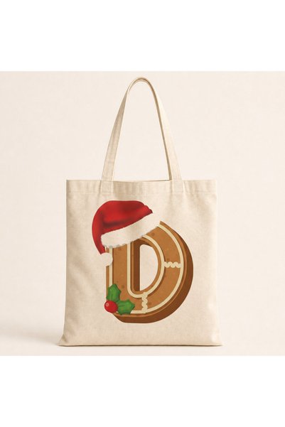Mor Mürekkep Cookie Letter D Printed Cloth Bag Shoulder Bag