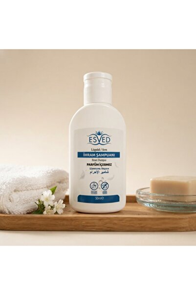 ESVED Unscented and Alcohol-Free Shampoo 50 ml White Bottle for Hajj and Umrah