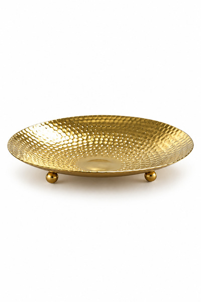 Artemia Home Gold Desenli Dekoratif Sunumluk 20 cm Metal Yuvarlak Anahtarlık ...
