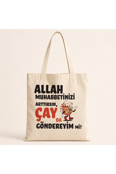 Mor Mürekkep Should I Send You Tea? Printed Cloth Bag Shoulder Bag