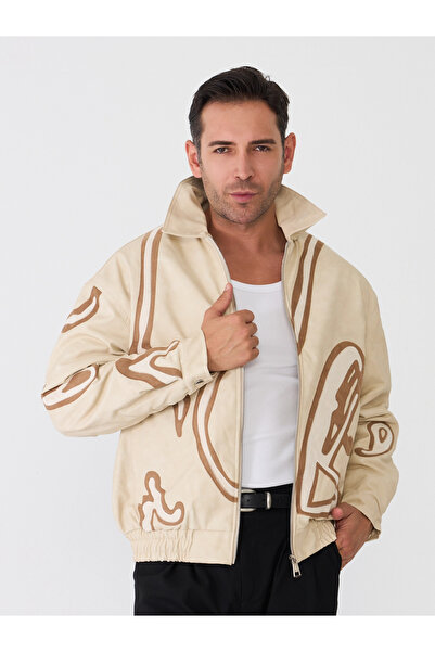 MARDA Nubuck design detailed double pocket leather jacket