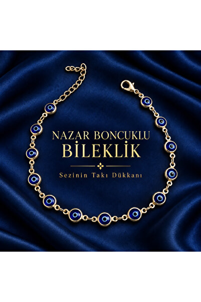 Kadın Mavi Nazar Boncuklu Bileklik – Altın Renkli kadın bileklik