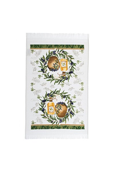 OEM White Cotton Towel with Olive Oil Pattern for Kitchen 60x35cm