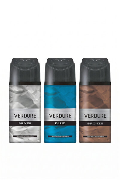 VERDURE Silver Bronze Blue Erkek Deodorant 3x 150 ml Gün boyu kalıcı koruma