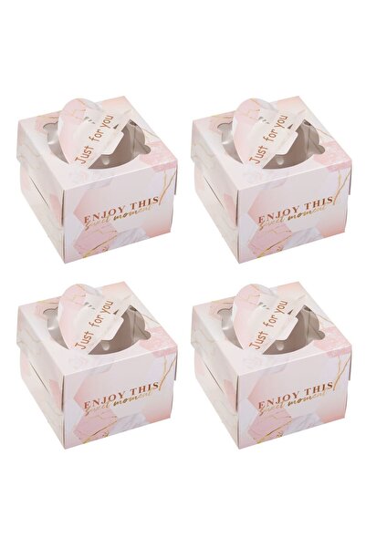 OEM Pink Marble Paper Boxes for Sweets 15x15x12cm - 4pcs